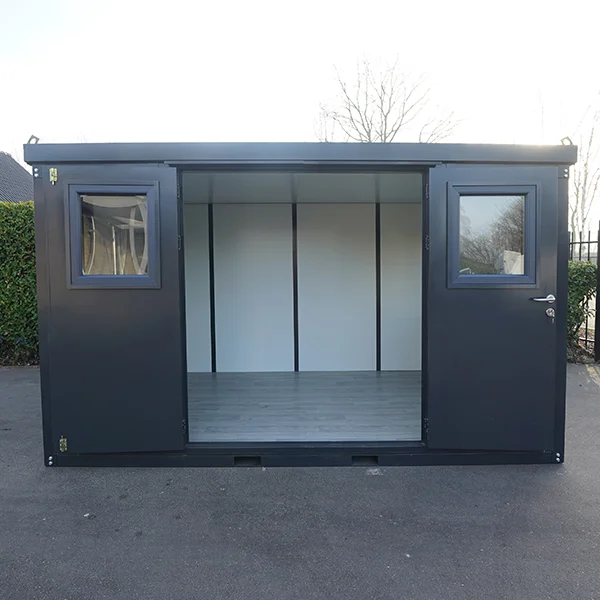 Container bureau anthracite 4x2m avec double porte et fenêtre