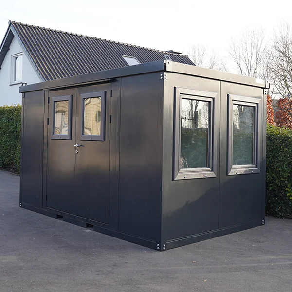 Container bureau anthracite 4x2m avec double porte et fenêtre